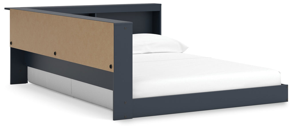Simmenfort Navy Blue Full Bookcase Storage Youth Bed