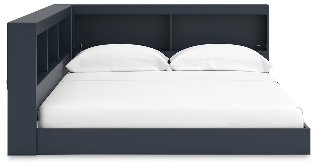Simmenfort Navy Blue Full Bookcase Storage Youth Bed