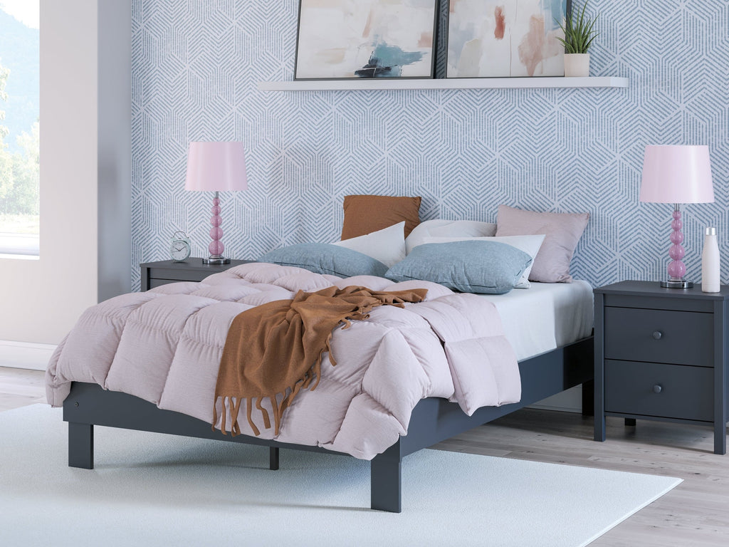 Simmenfort Navy Blue Full Platform Bed