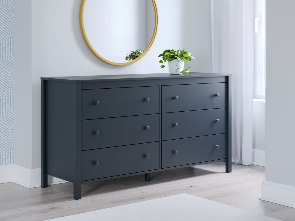 Simmenfort Navy Blue Six Drawer Dresser