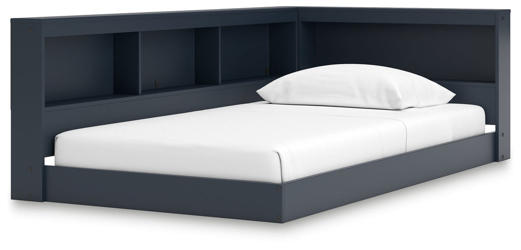 Simmenfort Navy Blue Twin Bookcase Storage Youth Bed