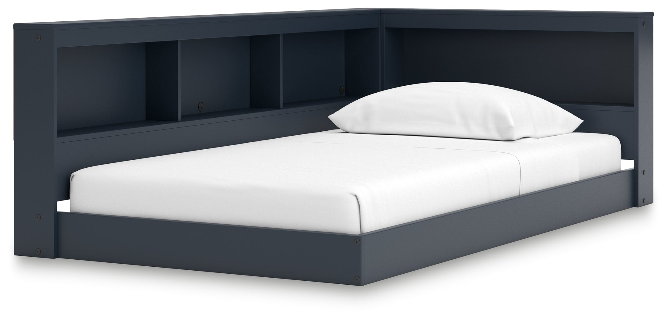 Simmenfort Navy Blue Twin Bookcase Storage Youth Bed
