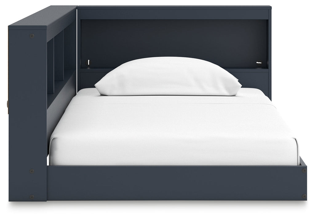 Simmenfort Navy Blue Twin Bookcase Storage Youth Bed