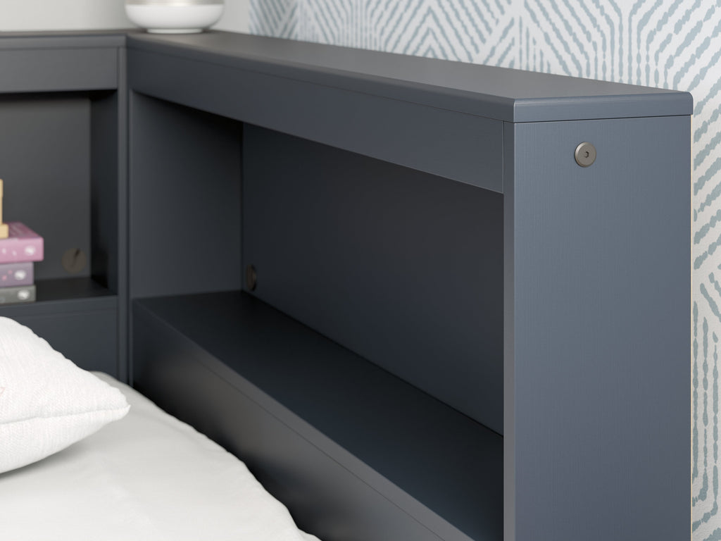 Simmenfort Navy Blue Twin Bookcase Storage Youth Bed