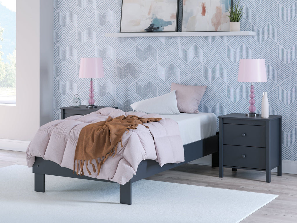 Simmenfort Navy Blue Twin Platform Bed