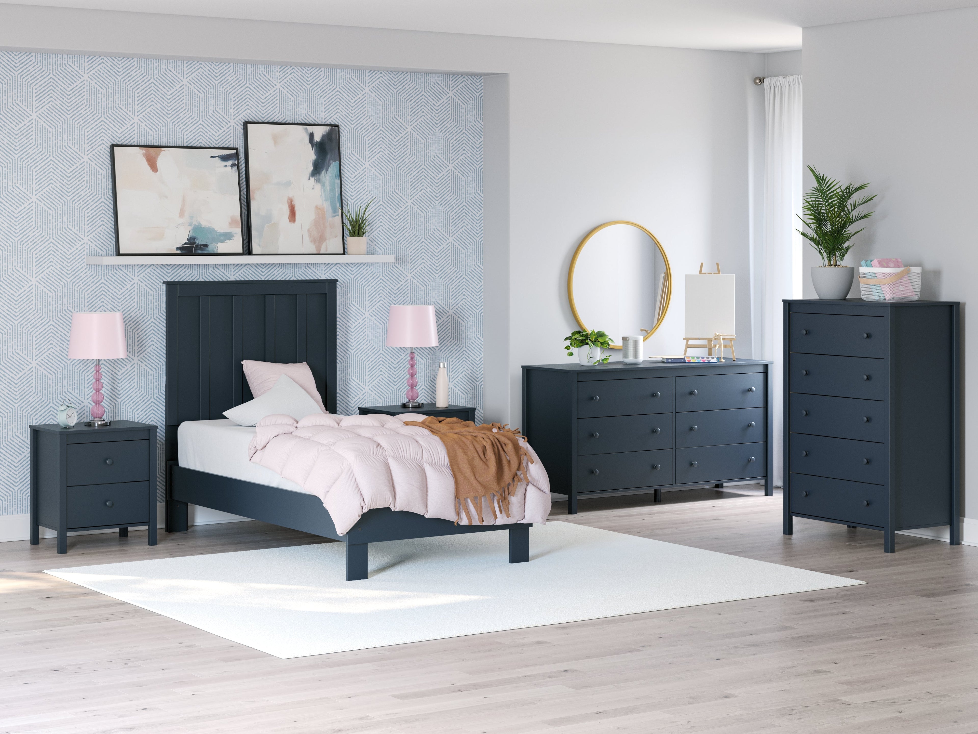 Simmenfort Navy Blue Twin Platform Youth Bed