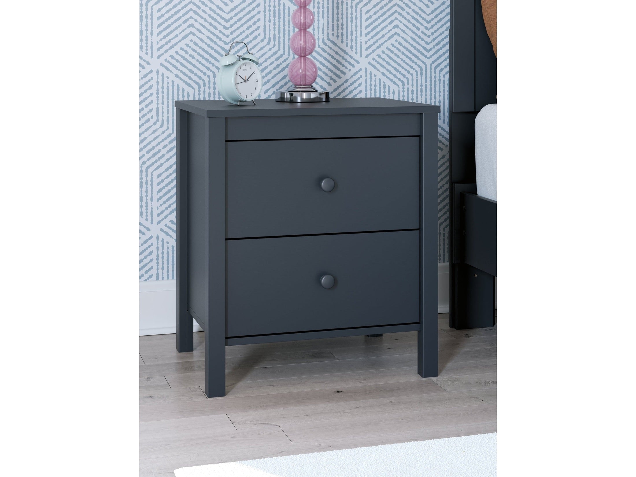 Simmenfort Navy Blue Two Drawer Nightstand