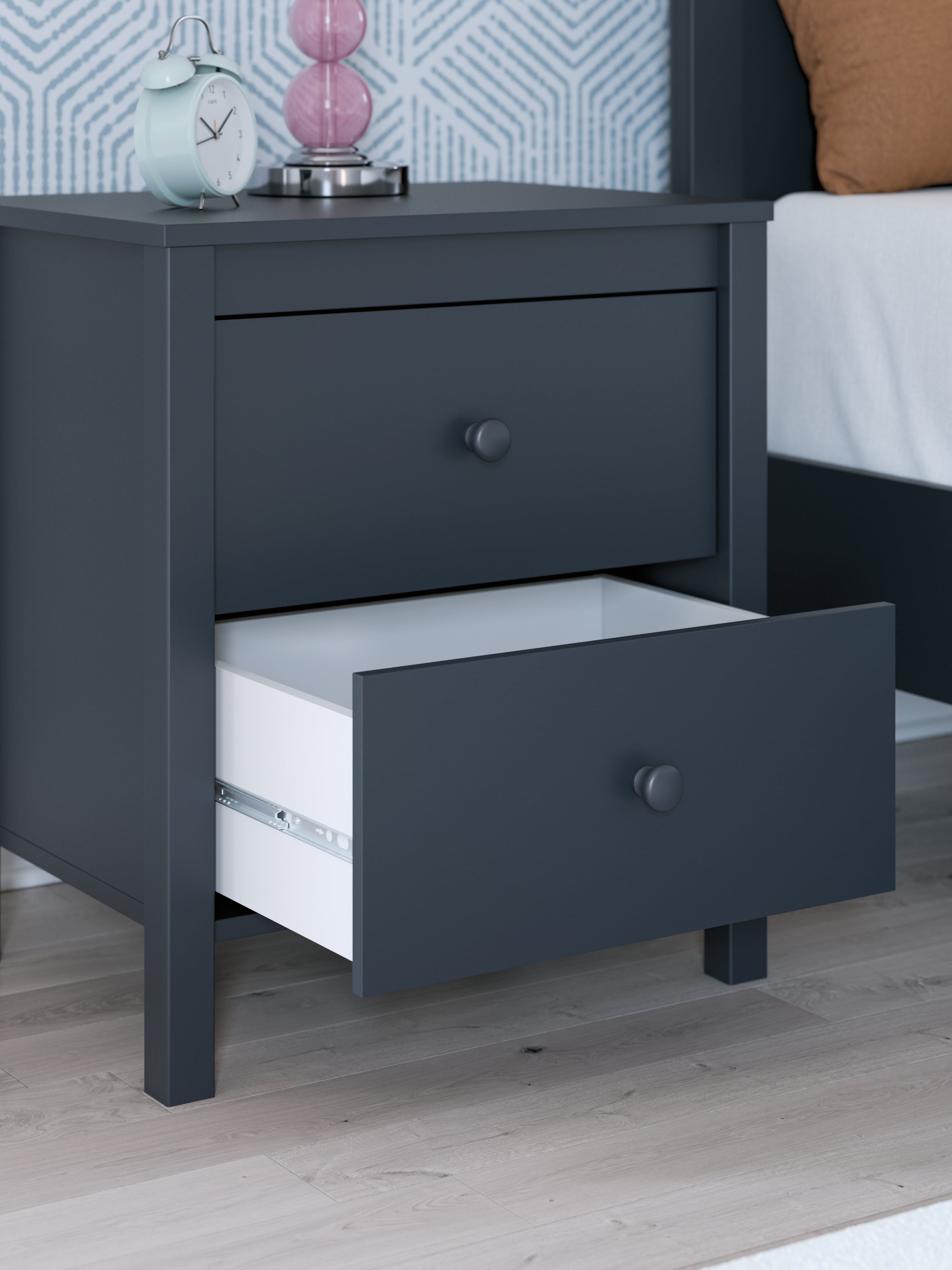 Simmenfort Navy Blue Two Drawer Nightstand