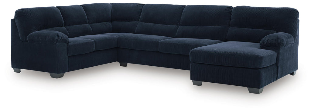 SimpleJoy Navy 3-Piece Sectional with Chaise