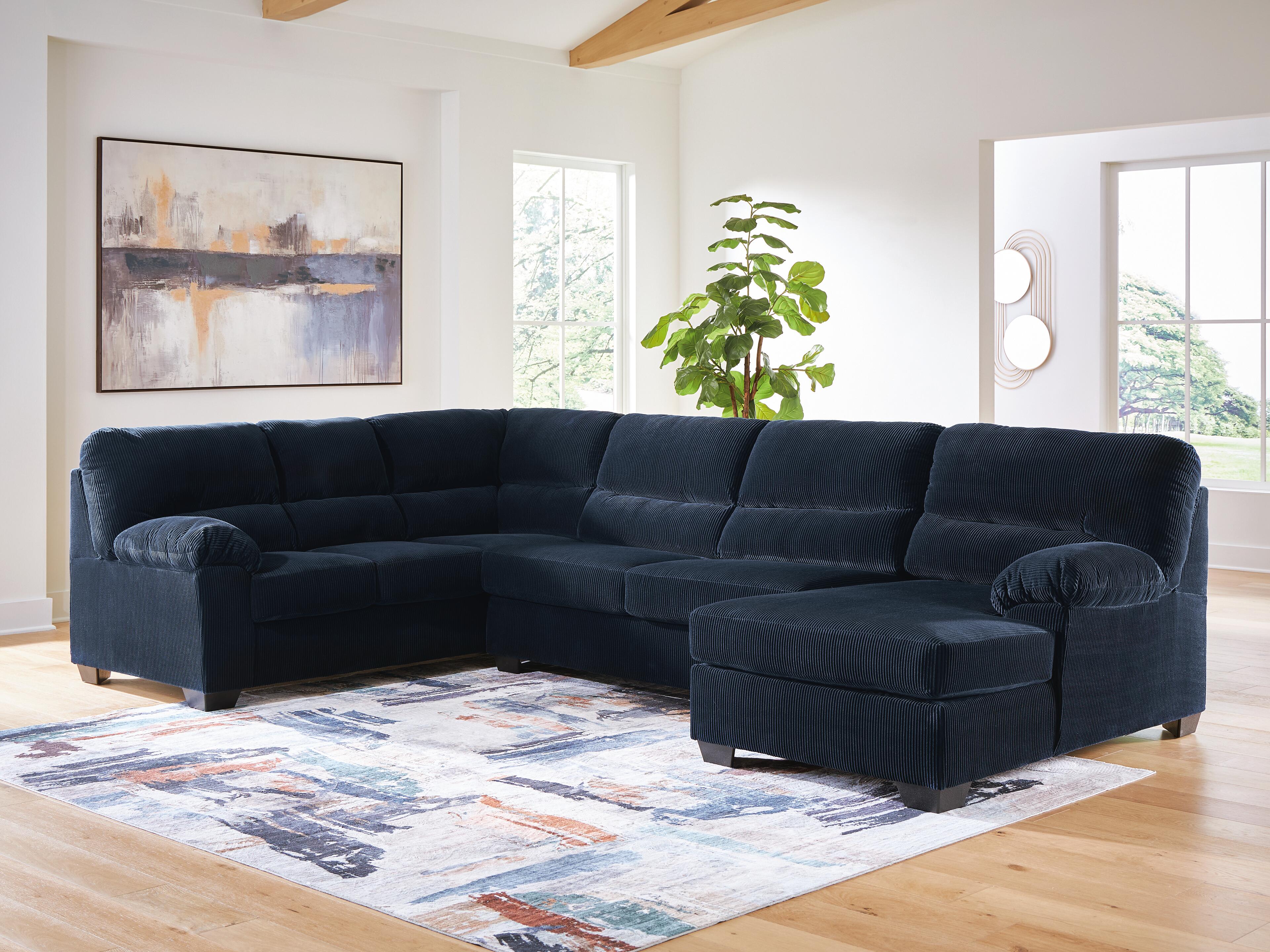 SimpleJoy Navy 3-Piece Sectional with Chaise