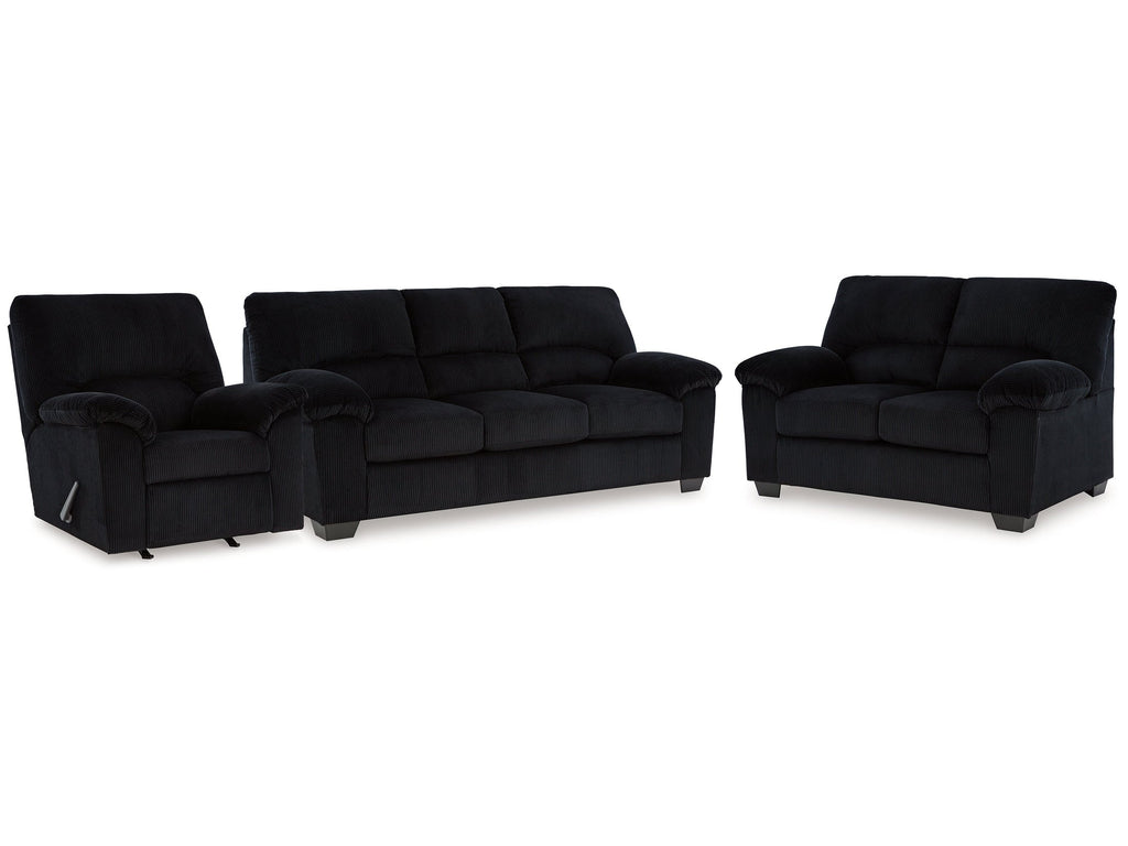 SimpleJoy Onyx Sofa, Loveseat and Recliner