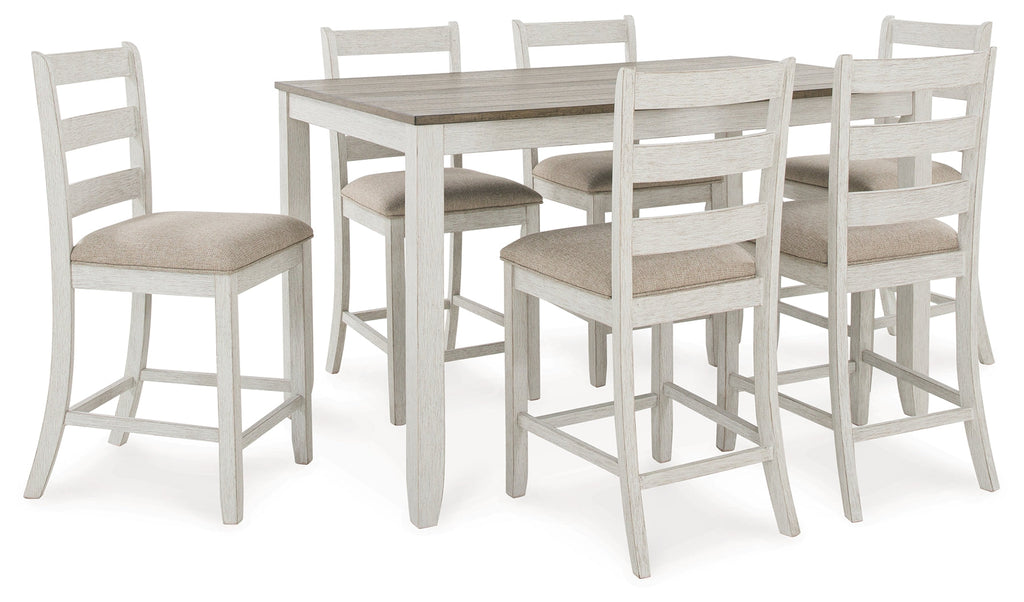 Skempton Counter Height White/Light Brown Dining Room Set / 7pc