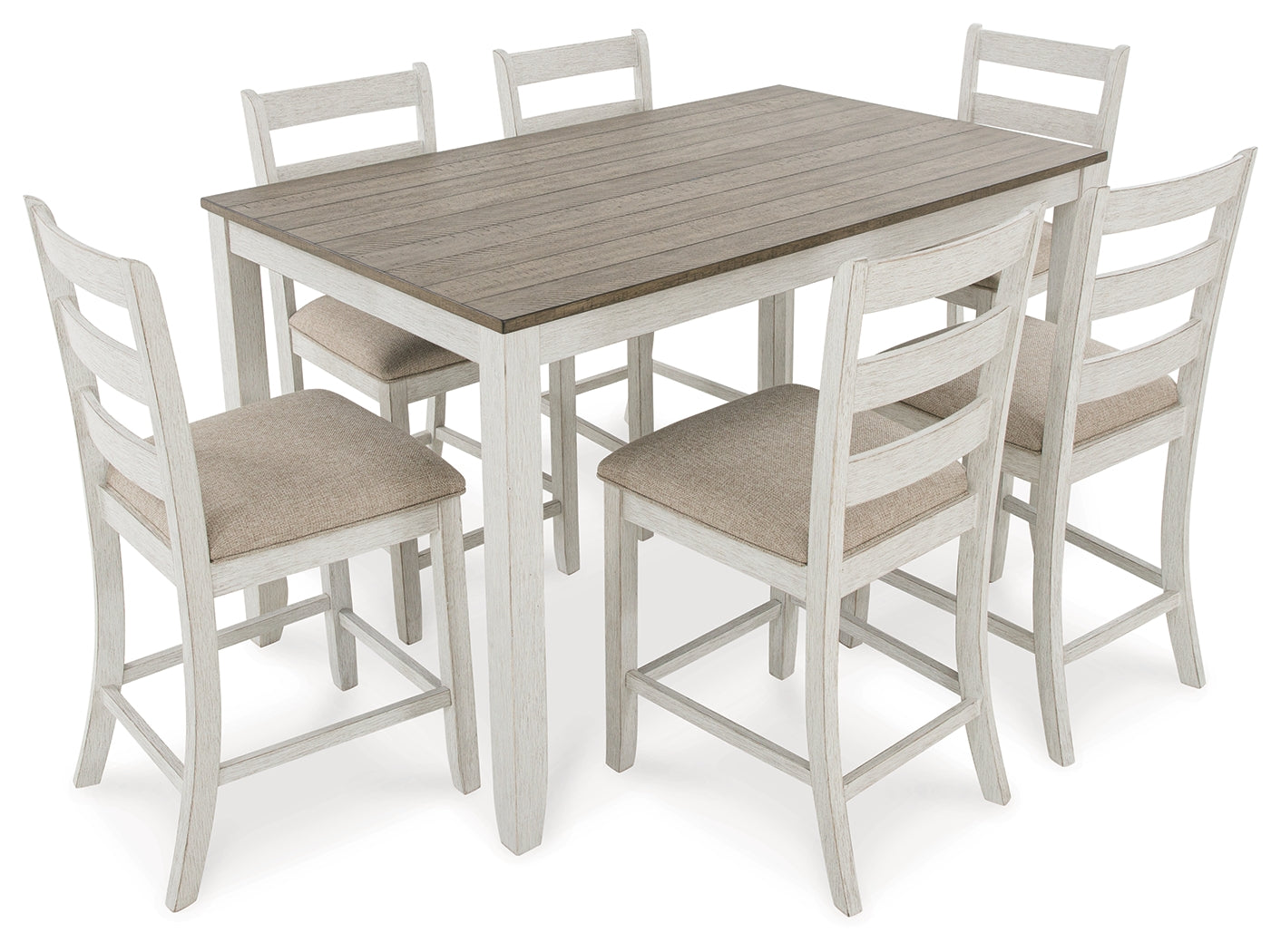 Skempton Counter Height White/Light Brown Dining Room Set / 7pc