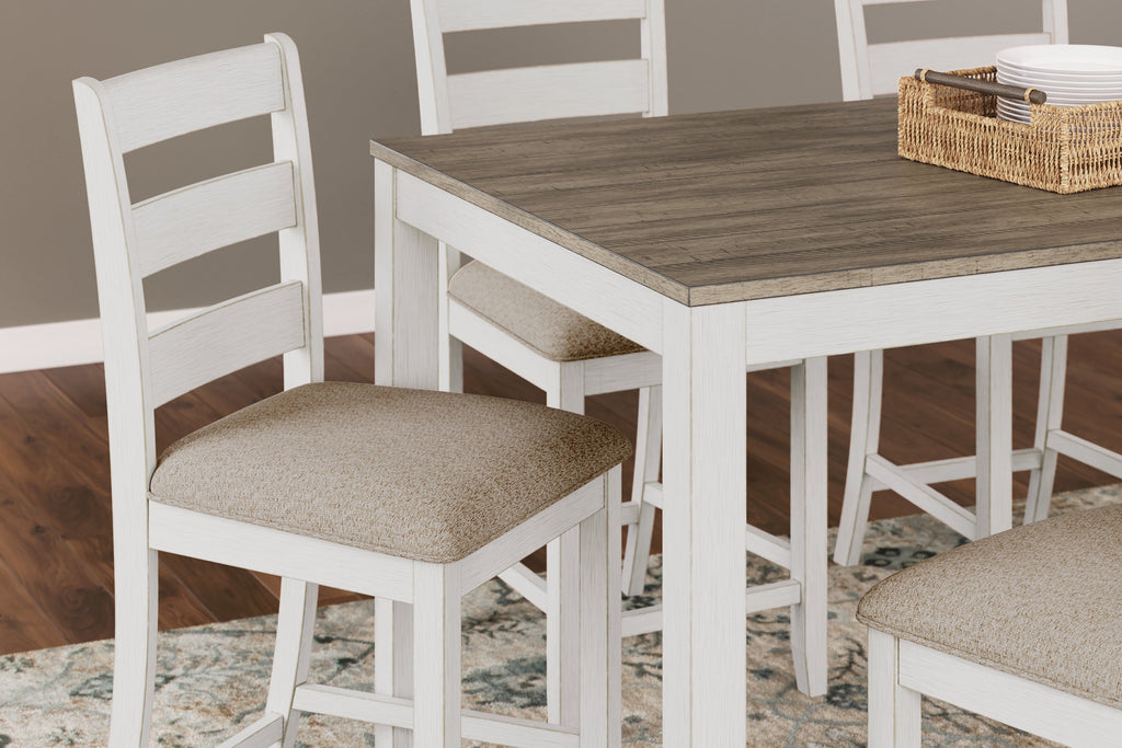 Skempton Counter Height White/Light Brown Dining Room Set / 7pc