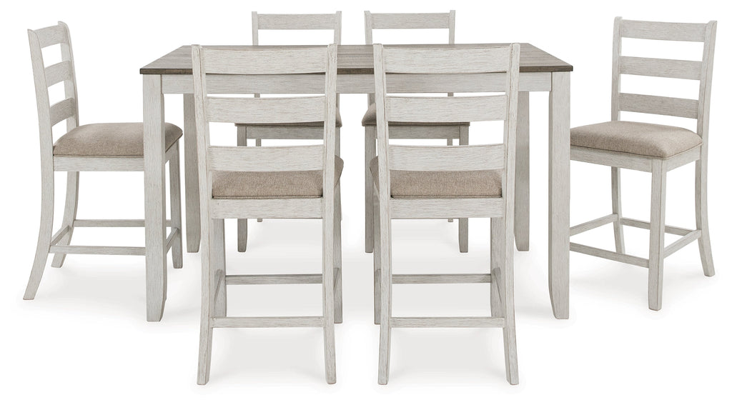 Skempton Counter Height White/Light Brown Dining Room Set / 7pc