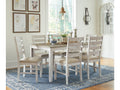Skempton White/Light Brown Dining Table & Chairs (Set of 7)