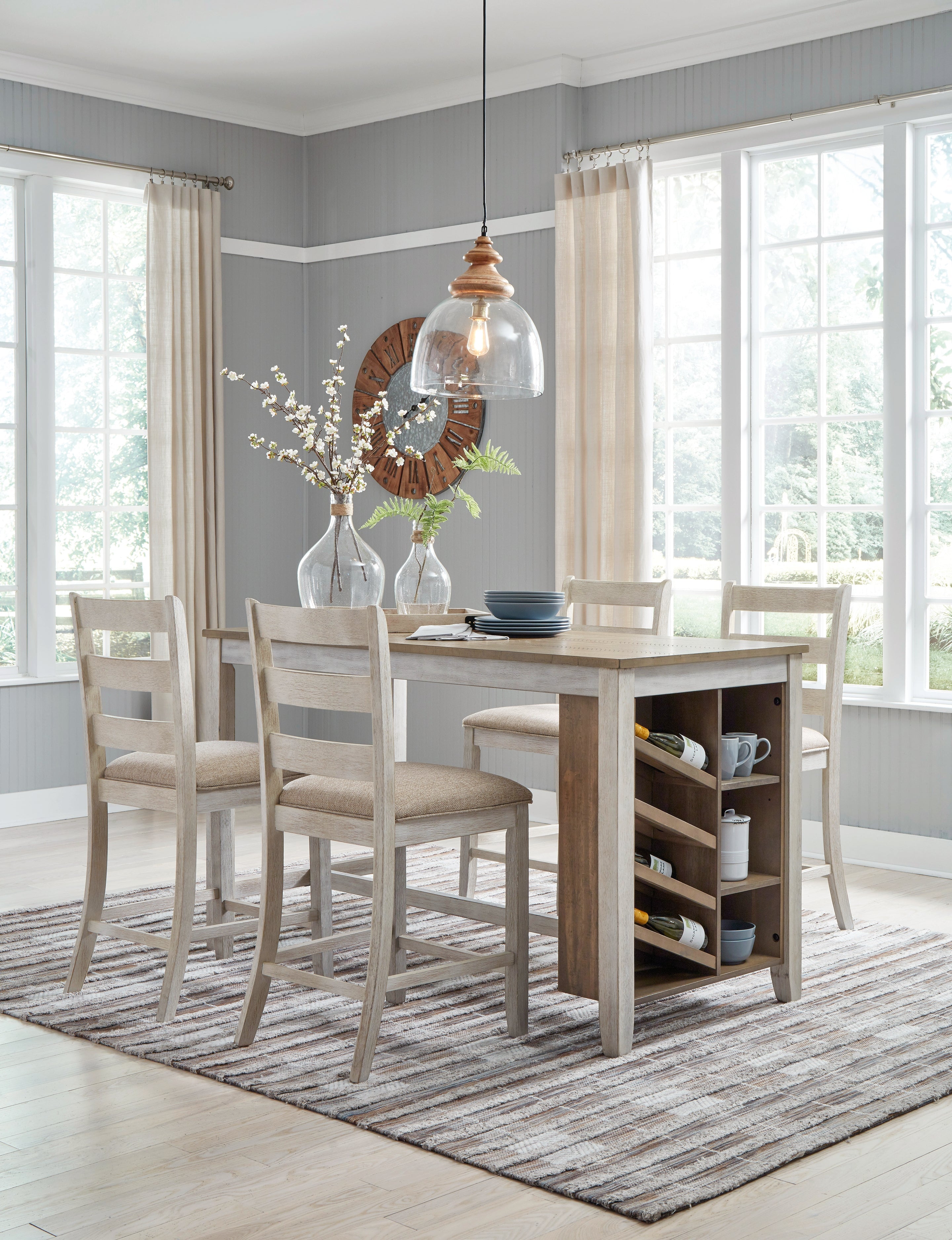 Skempton /Light Brown Counter Height Dining Table, White