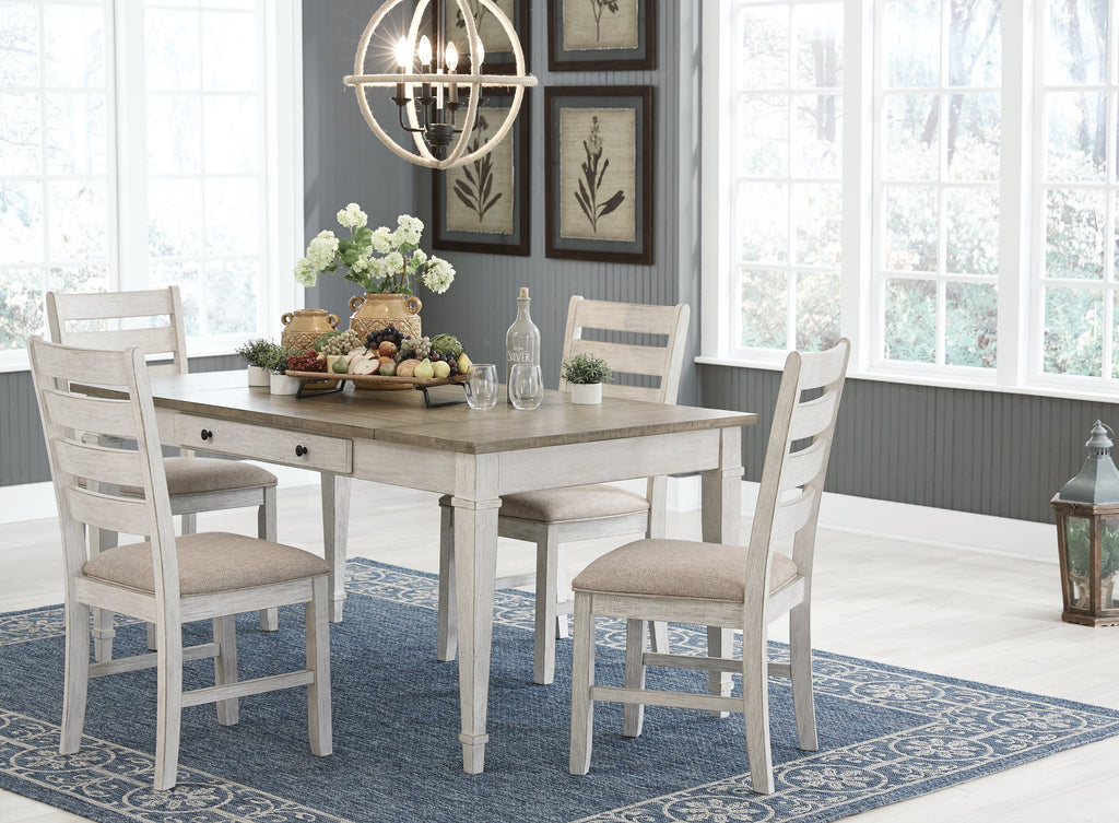 Skempton White/Light Brown Dining Table and 4 Chairs