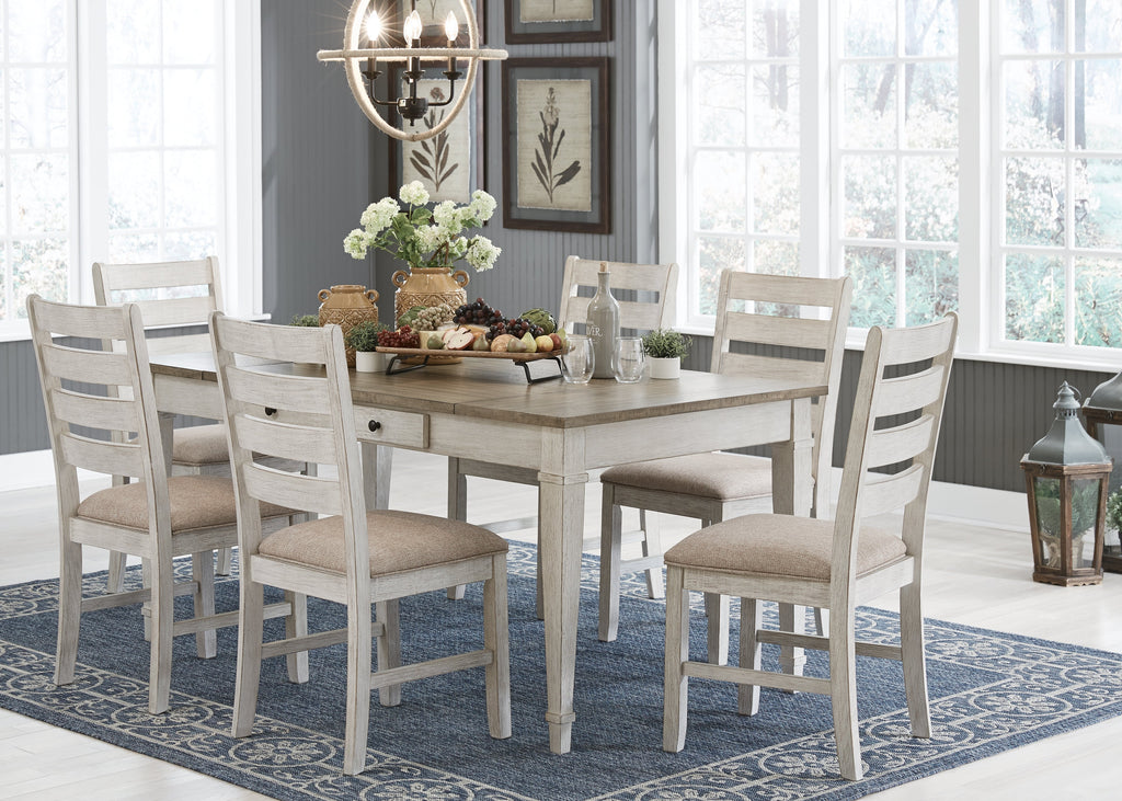 Skempton White/Light Brown Dining Table and 6 Chairs
