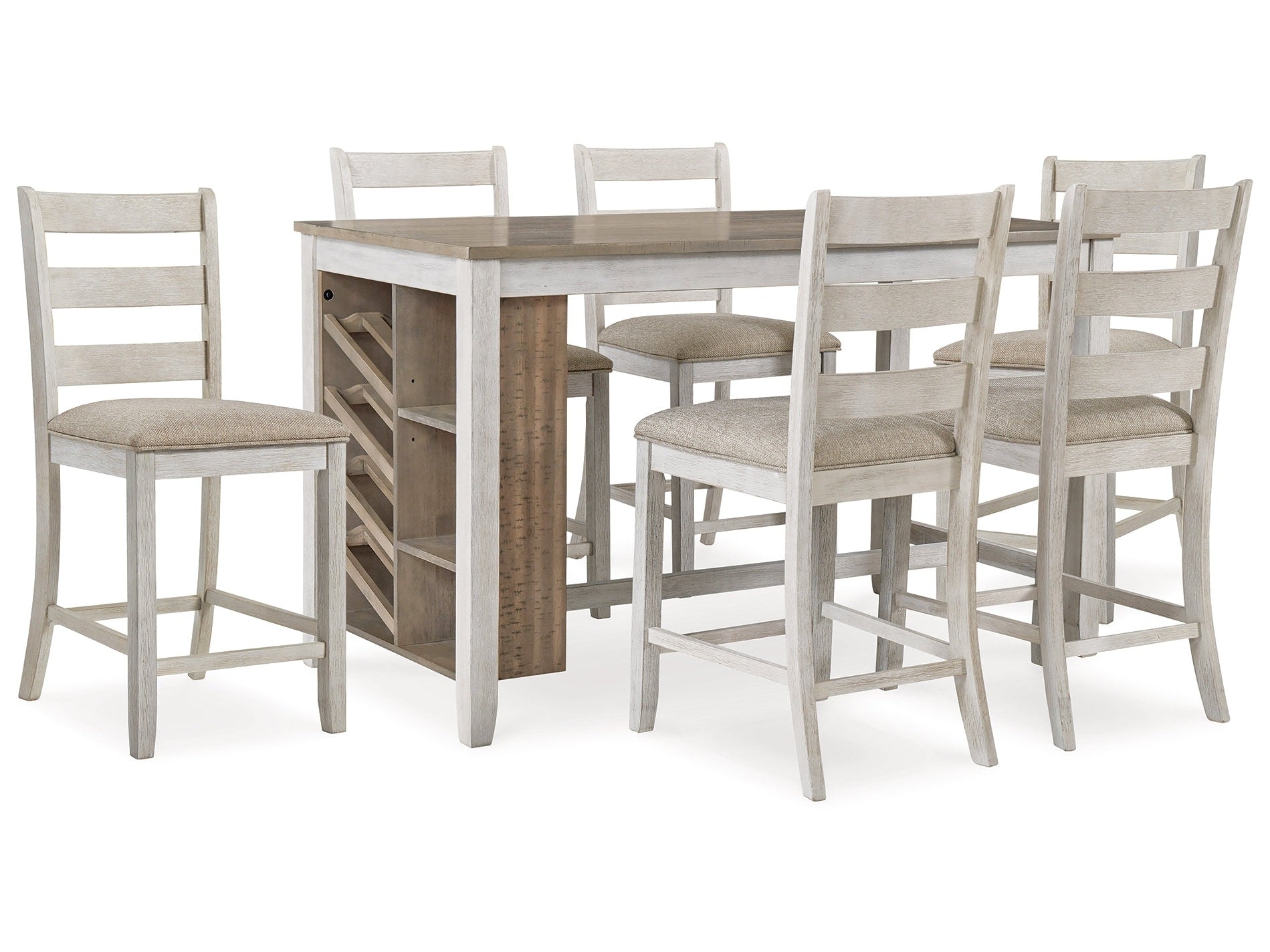 Skempton Two-tone Counter Height Dining Table and 6 Barstools