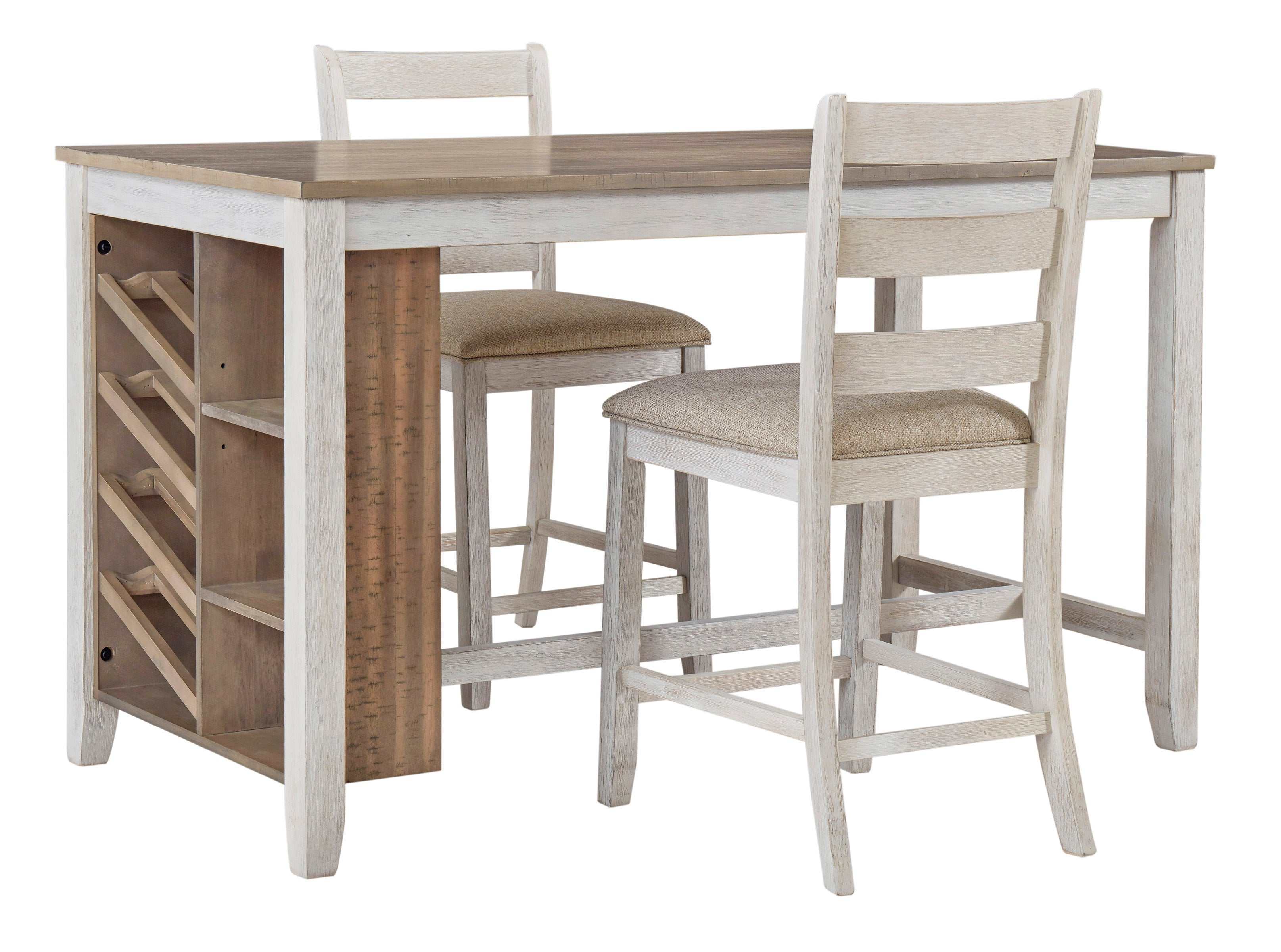 Skempton White/Light Brown Counter Height Dining Room Set / 3pc