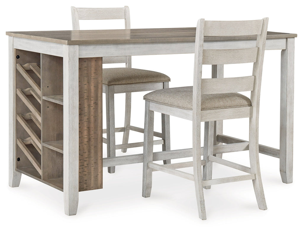 Skempton White/Light Brown Counter Height Dining Table and 2 Barstools
