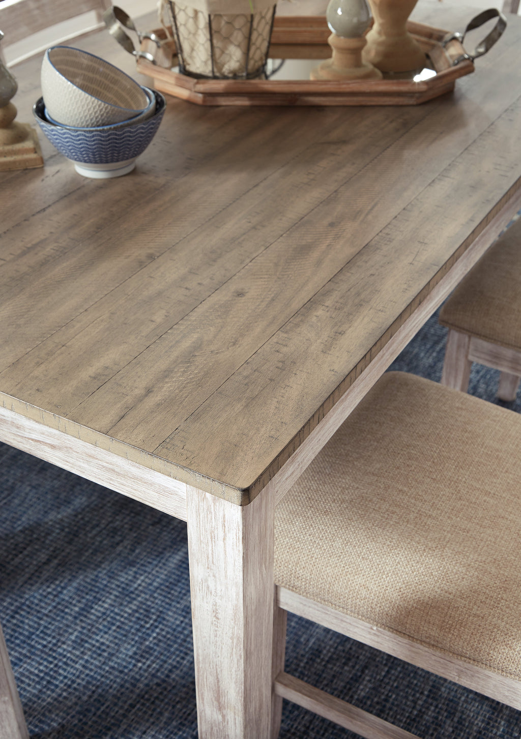 Skempton White/Light Brown Counter Height Dining Table and 2 Barstools