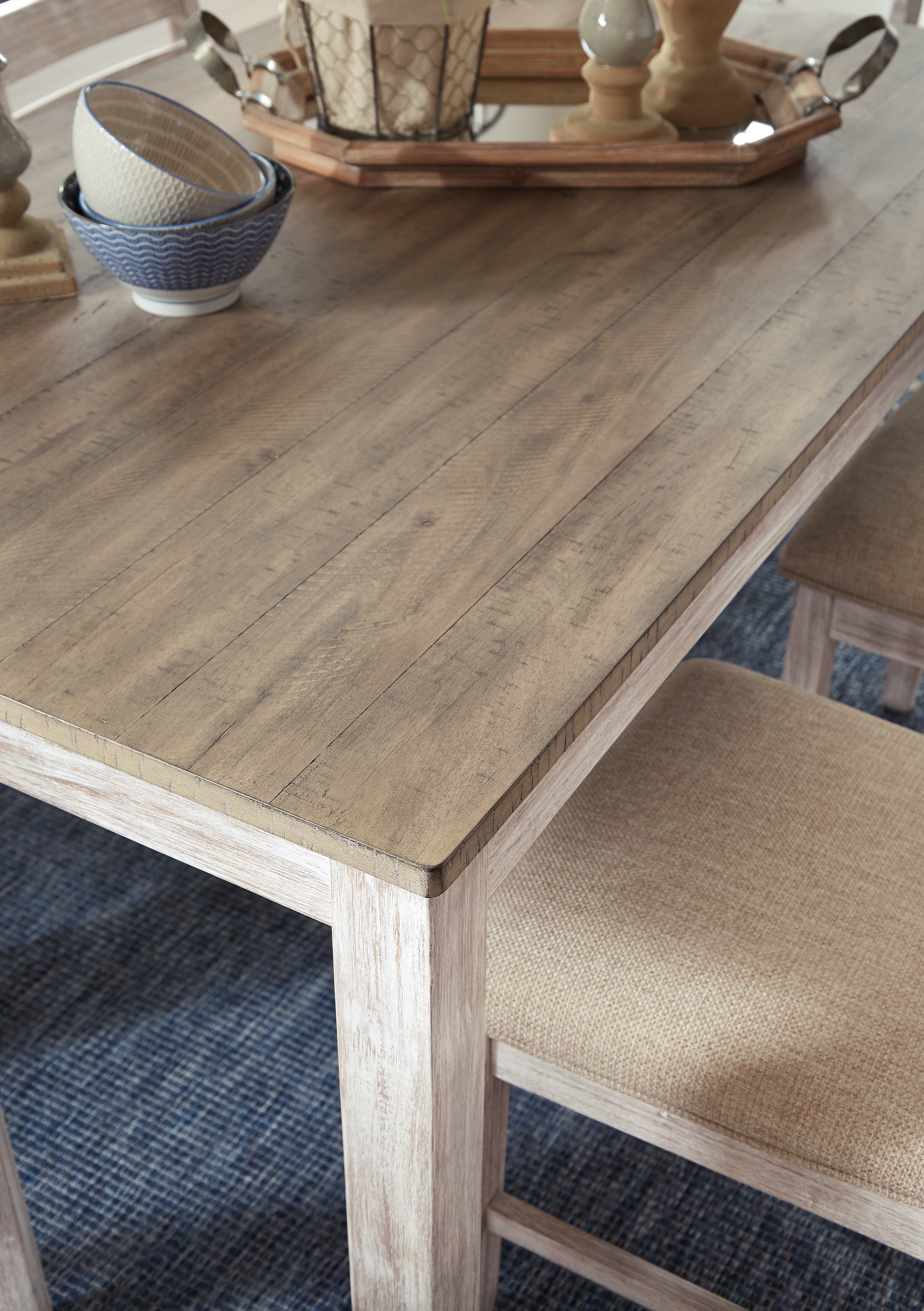 Skempton White/Light Brown Counter Height Dining Table and 2 Barstools