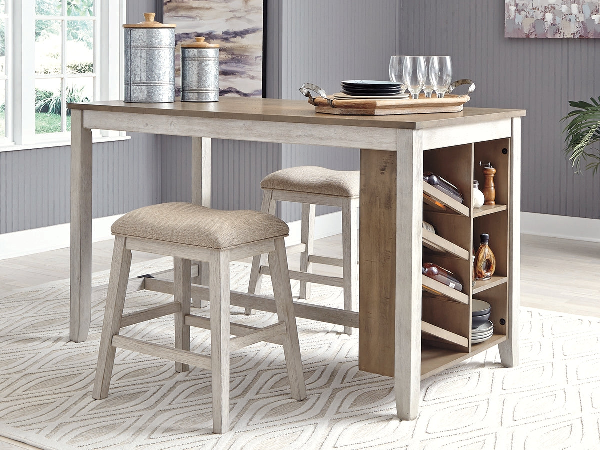 Skempton White/Light Brown Counter Height Dining Table w/ Storage