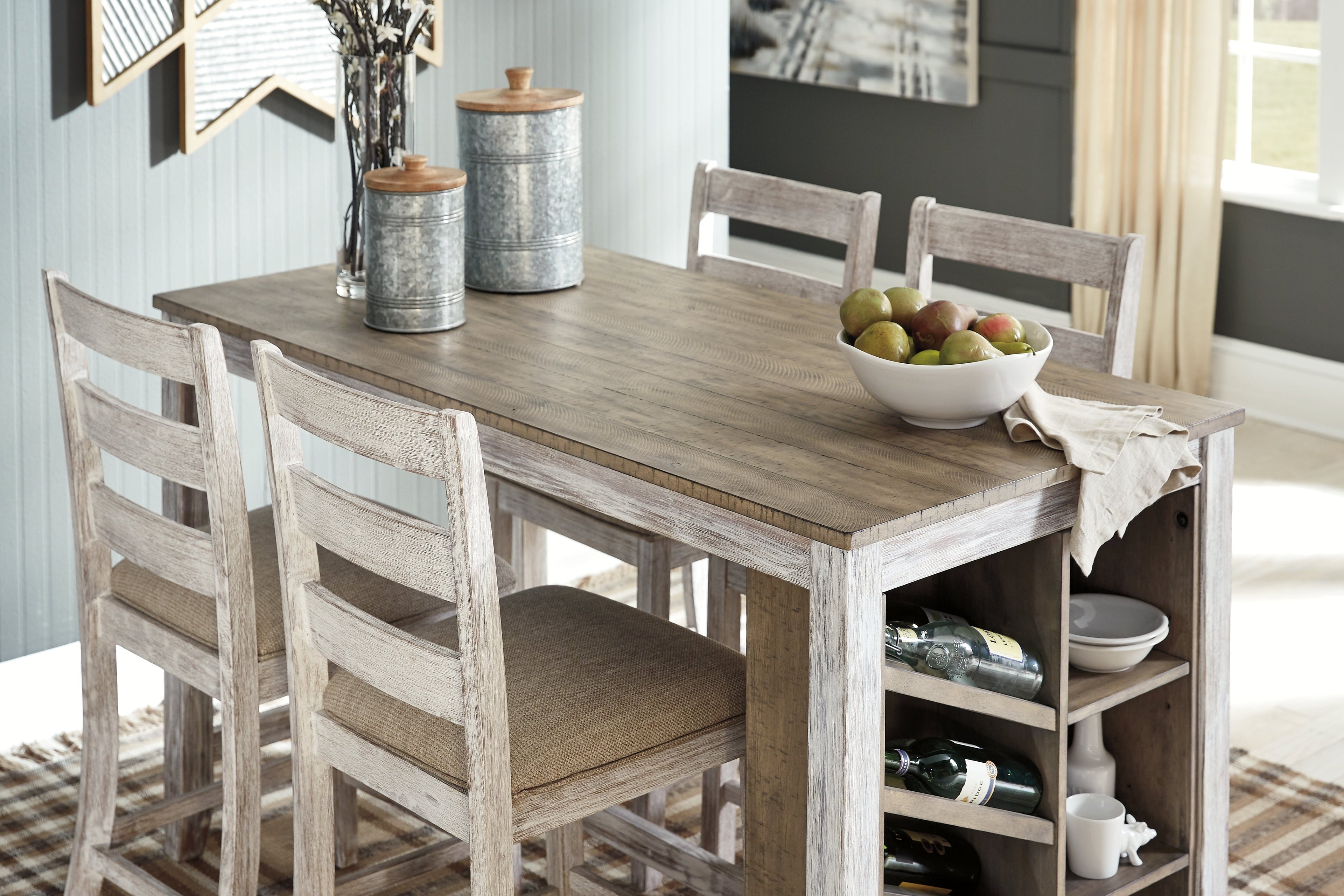 Skempton White/Light Brown Counter Height Dining Table w/ Storage