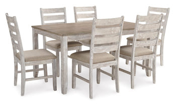 Skempton White/Light Brown Dining Table & Chairs (Set of 7)