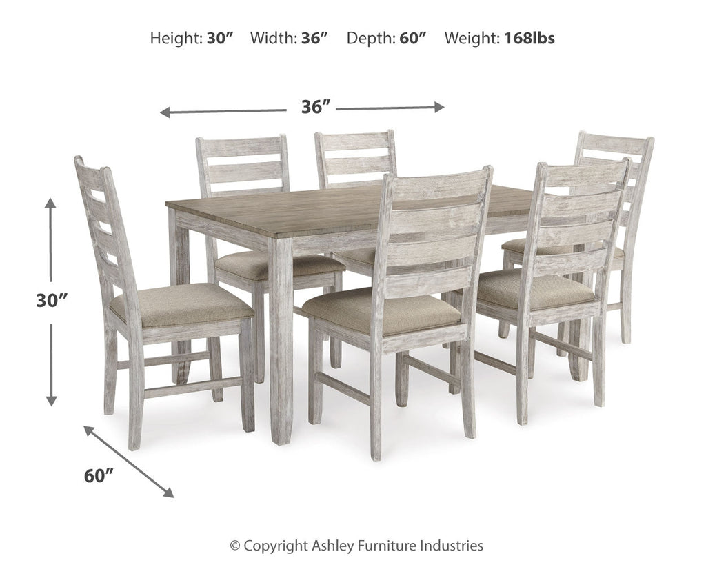 Skempton White/Light Brown Dining Table & Chairs (Set of 7)