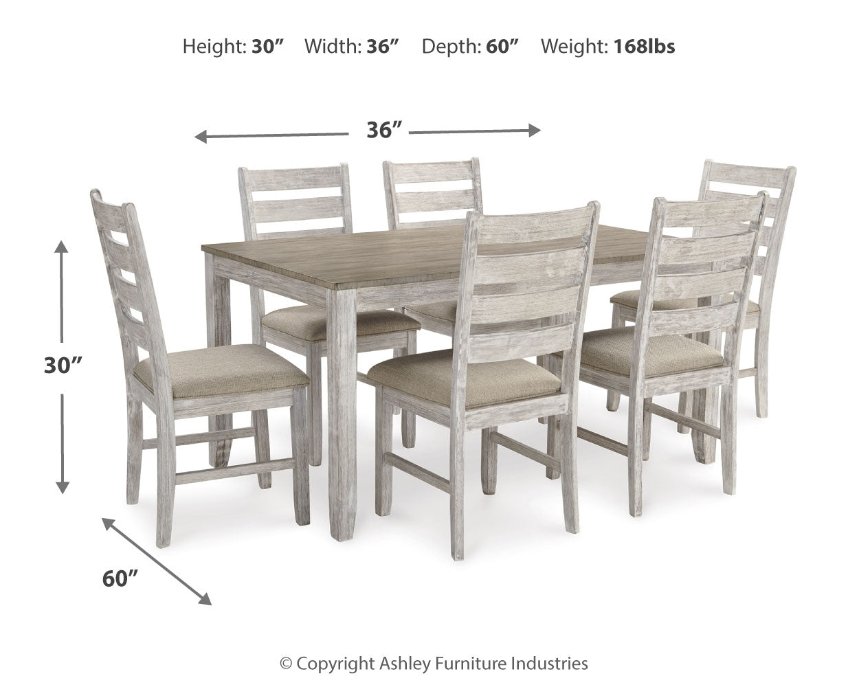 Skempton White/Light Brown Dining Table & Chairs (Set of 7)