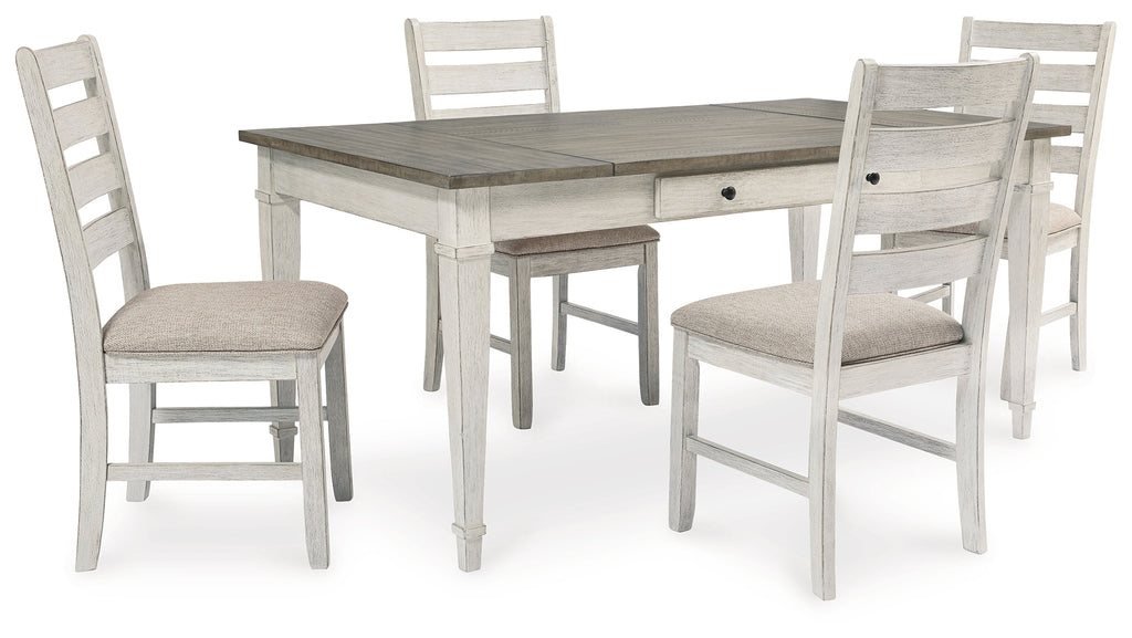 Skempton White/Light Brown Dining Table and 4 Chairs
