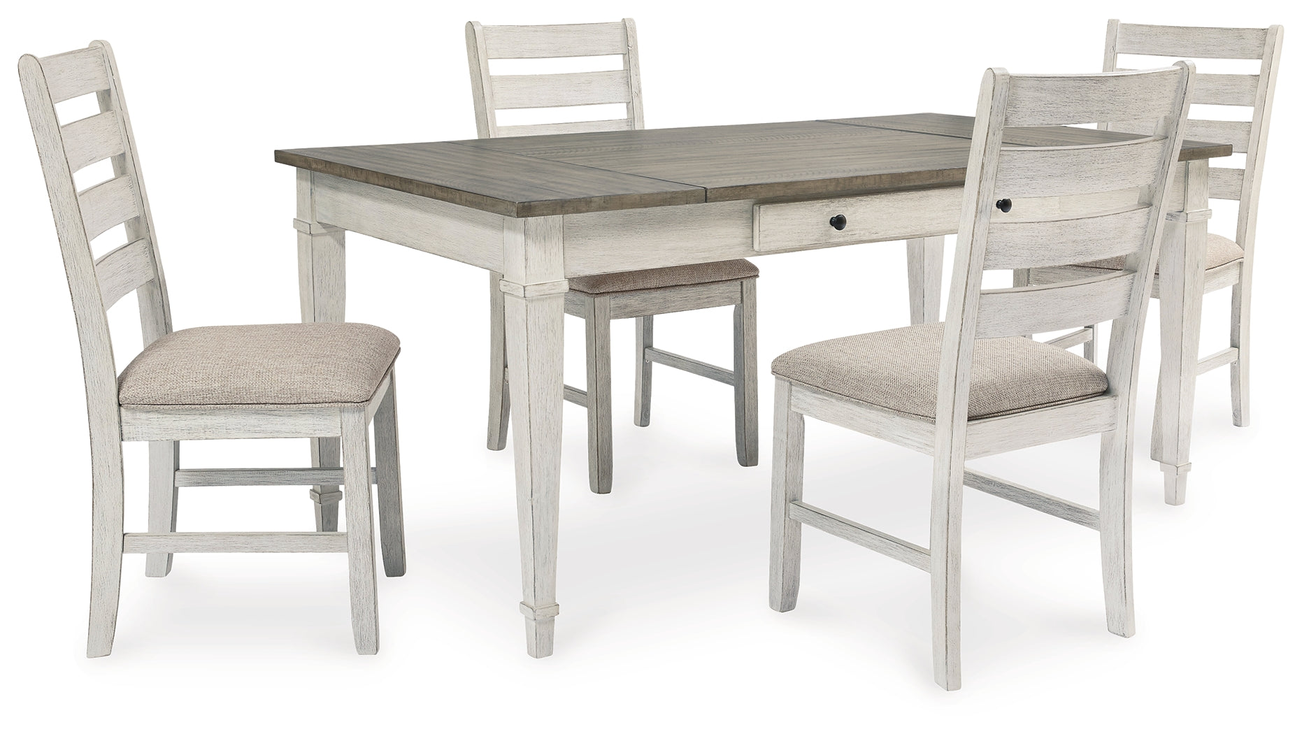 Skempton White/Light Brown Dining Table and 4 Chairs