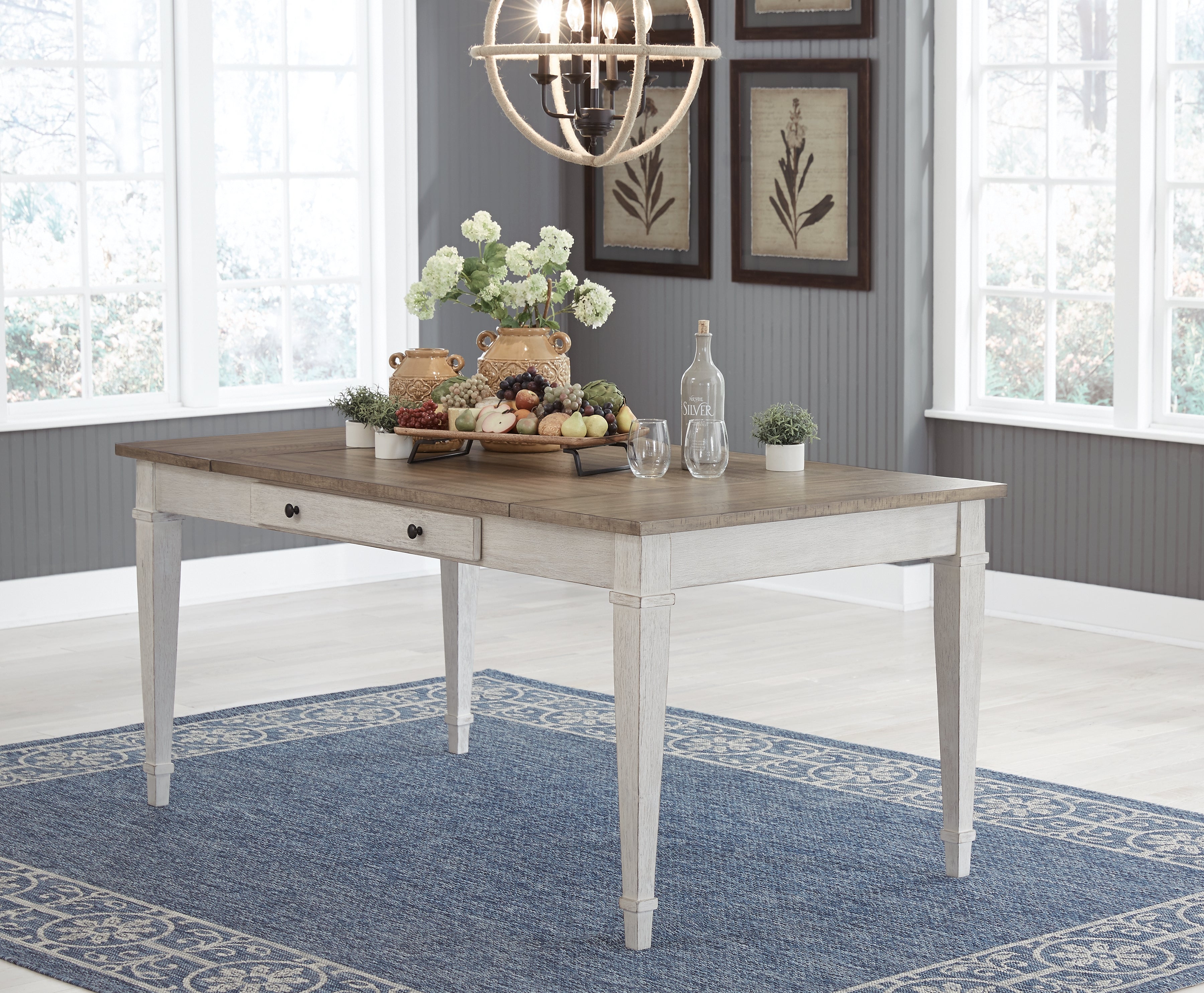 Skempton White/Light Brown Dining Table and 4 Chairs