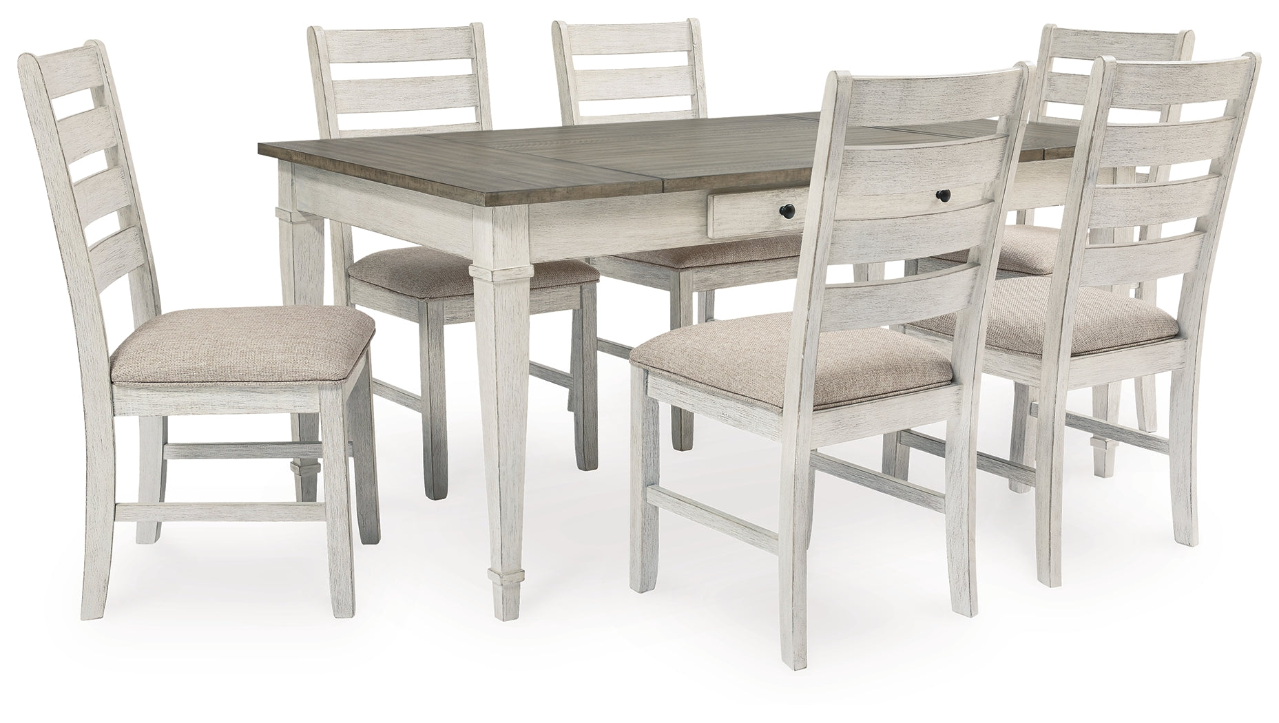 Skempton White/Light Brown Dining Table and 6 Chairs