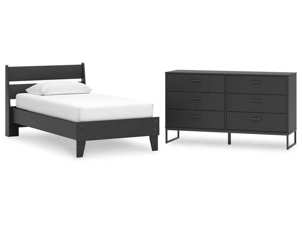 Socalle Black Twin Panel Platform Bed and Dresser