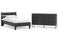 Socalle Black Twin Panel Platform Bed and Dresser