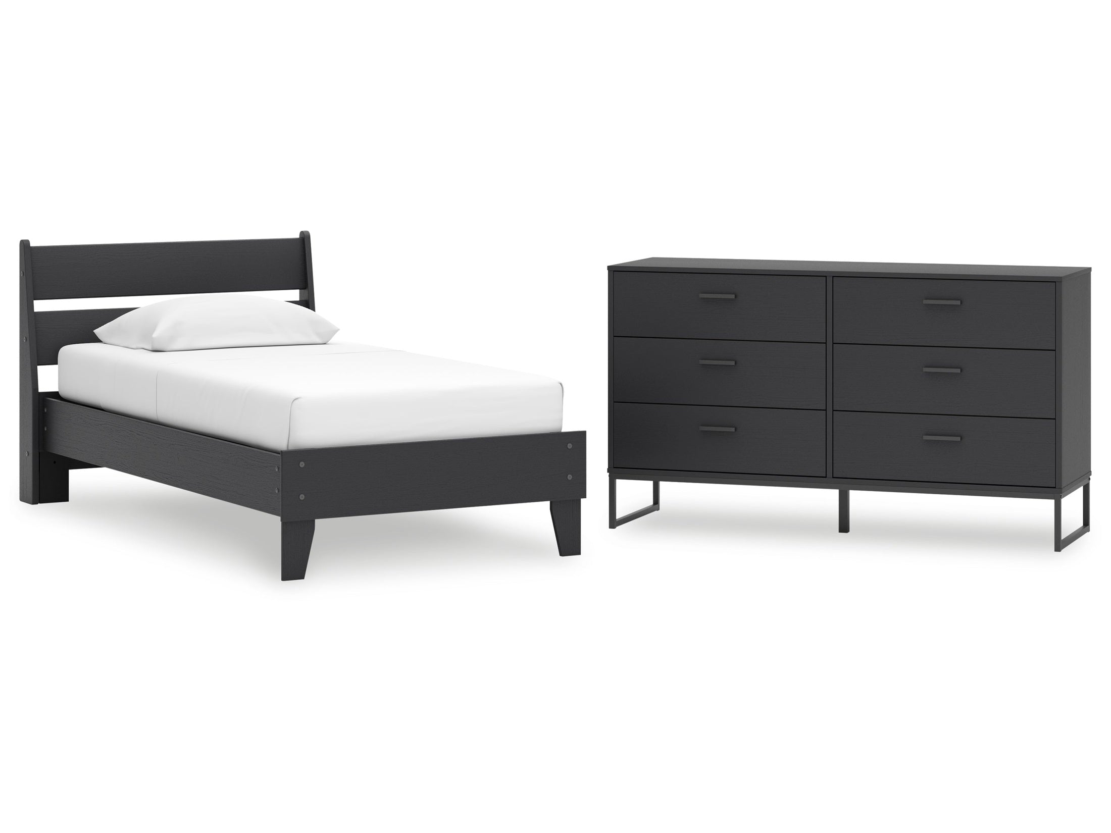 Socalle Black Twin Panel Platform Bed and Dresser