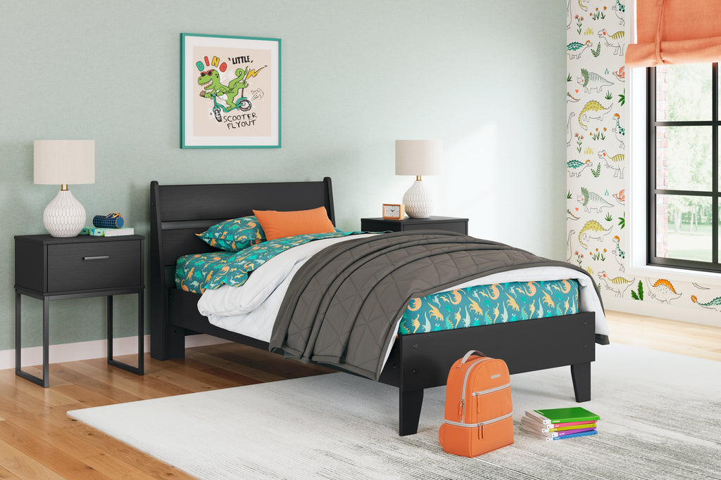 Socalle Black Twin Panel Platform Bed and Dresser