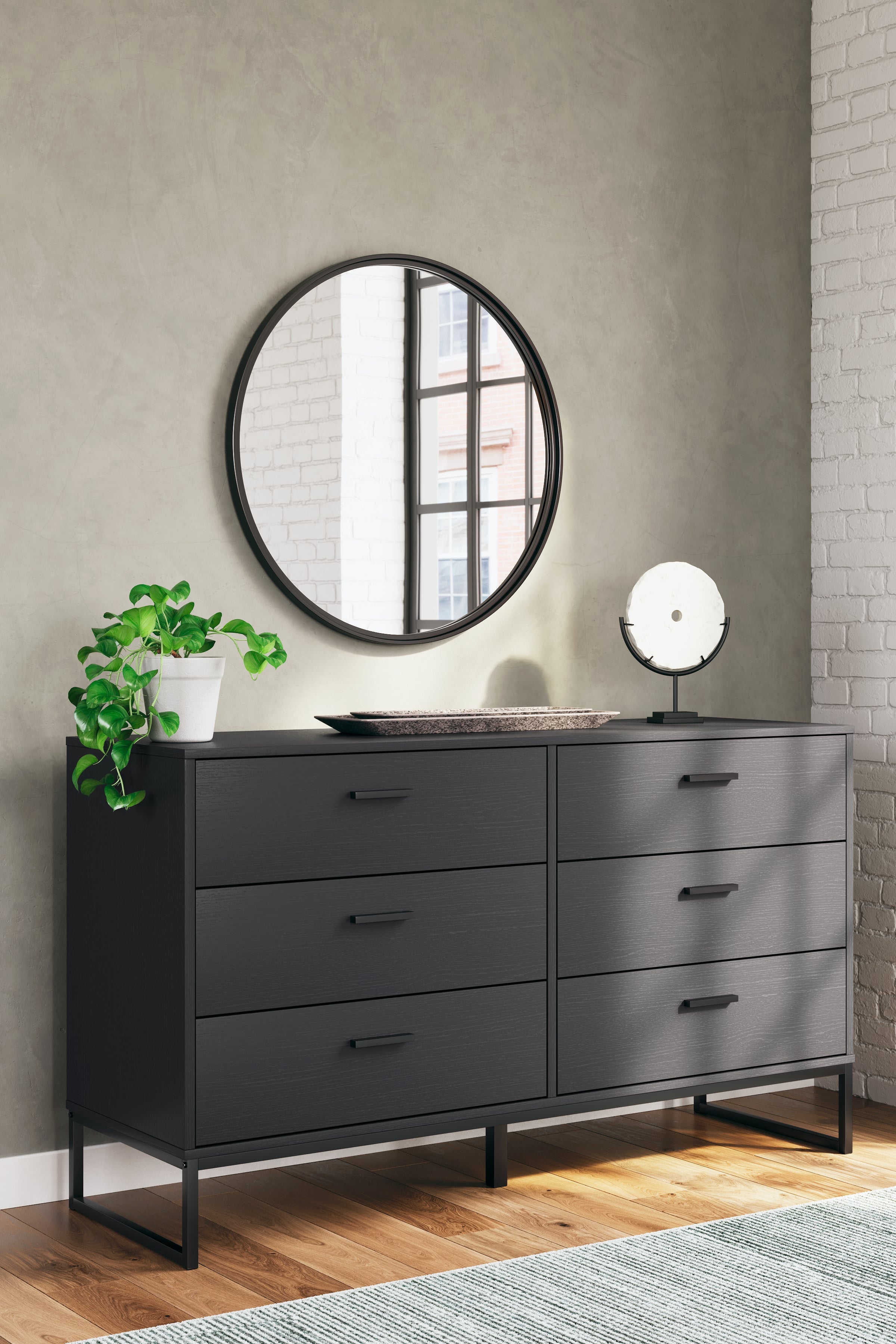 Socalle Black Twin Panel Platform Bed and Dresser