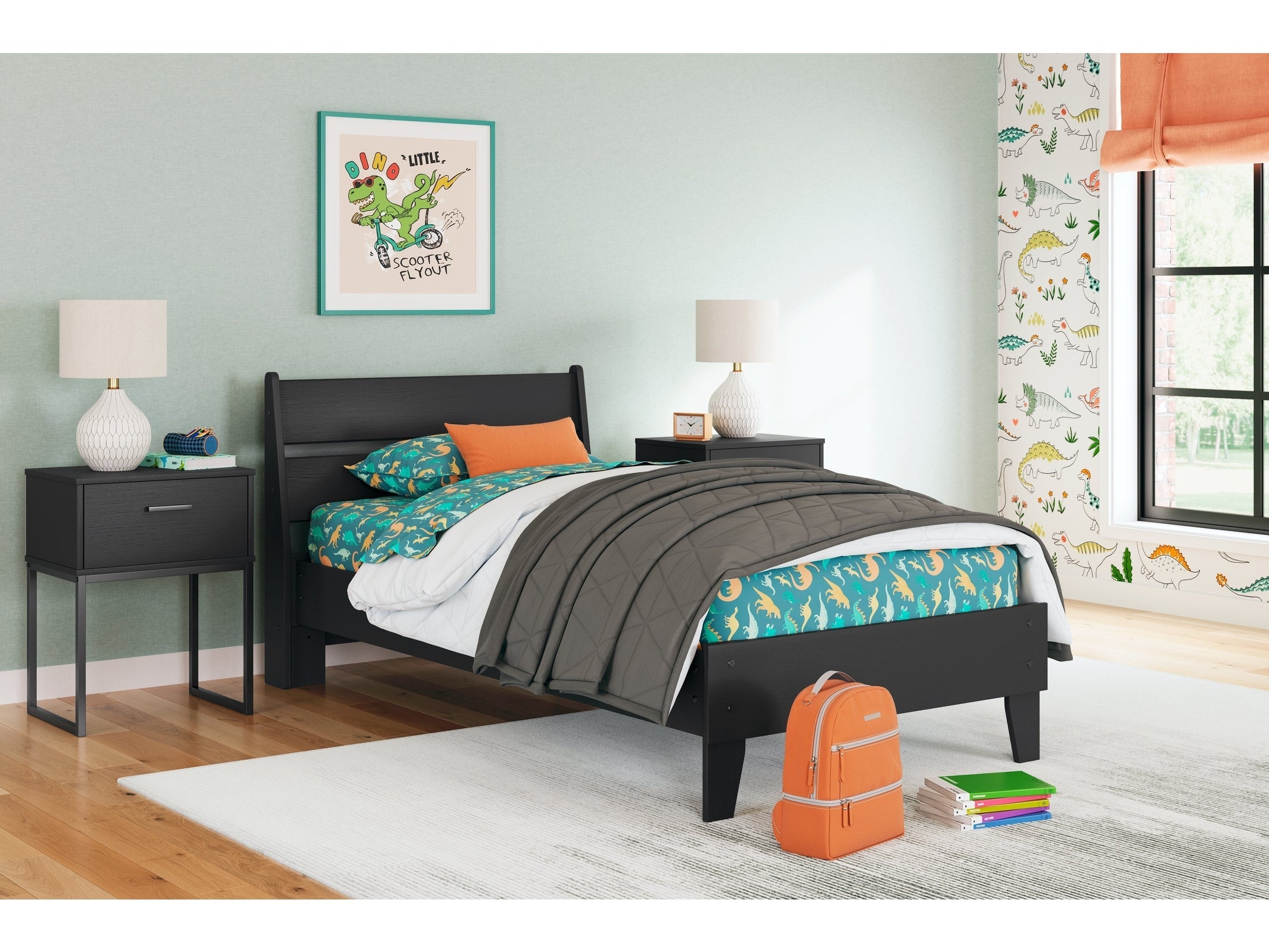 Socalle Black Twin Panel Platform Youth Bed