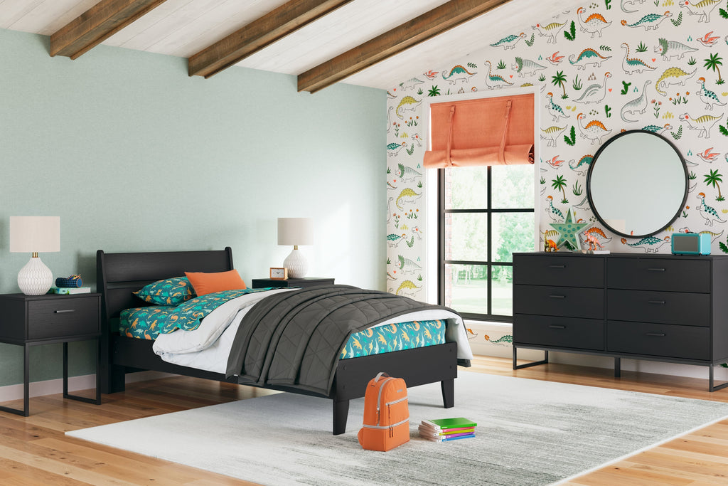 Socalle Black Twin Panel Platform Youth Bed