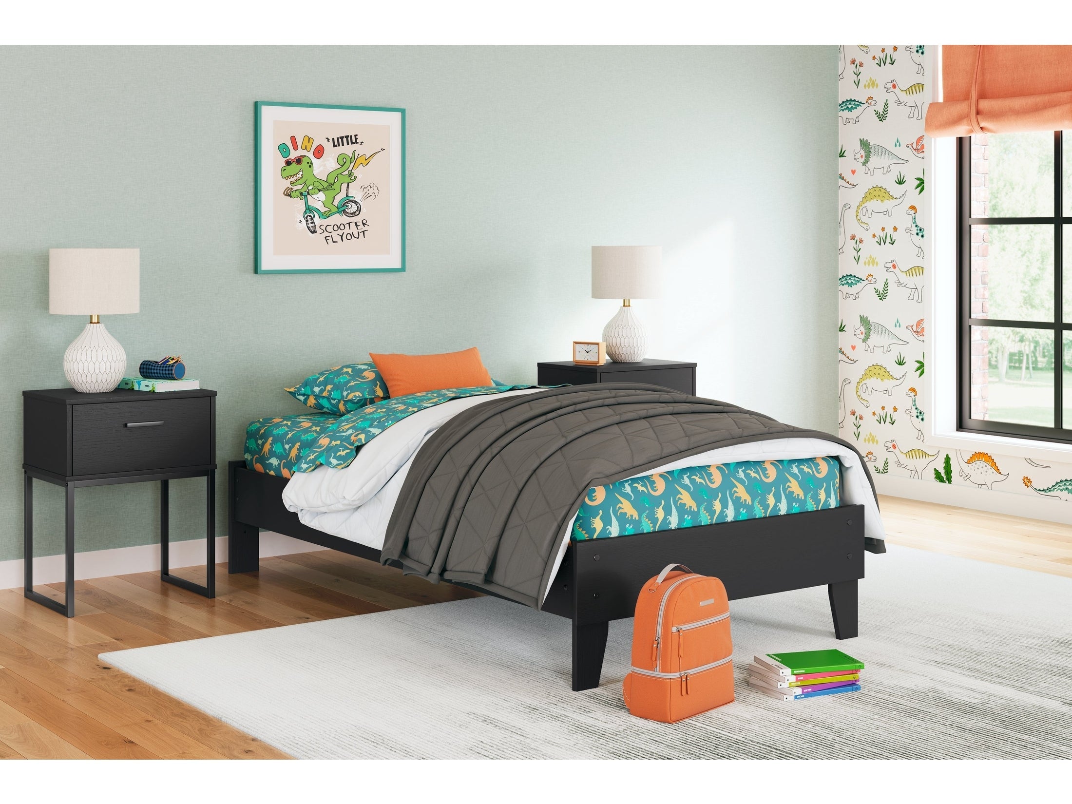 Socalle Black Twin Platform Bed