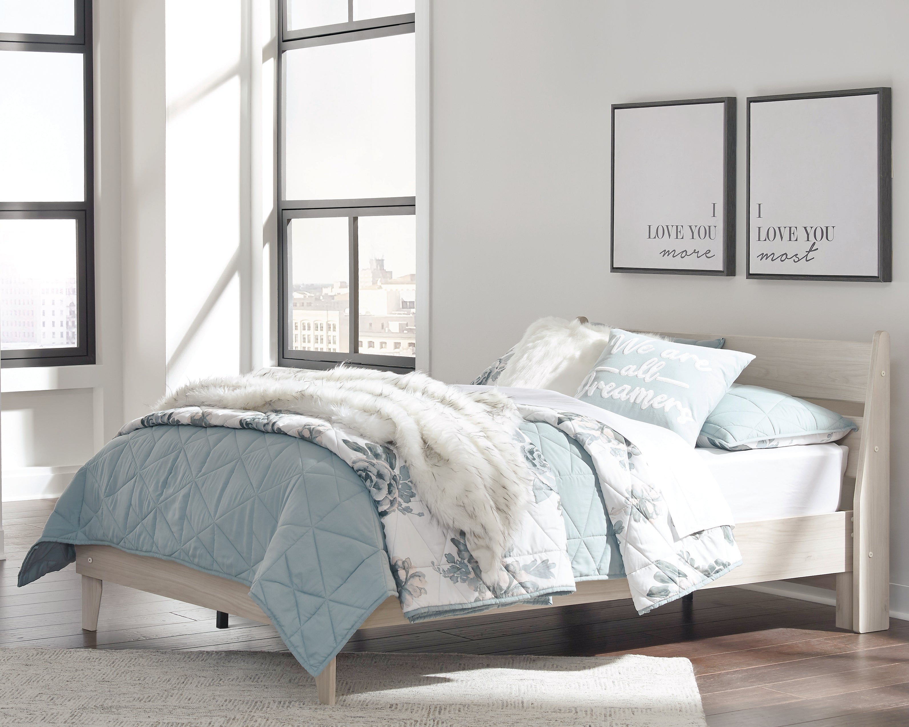 Socalle Light Natural Full Panel Platform Bed