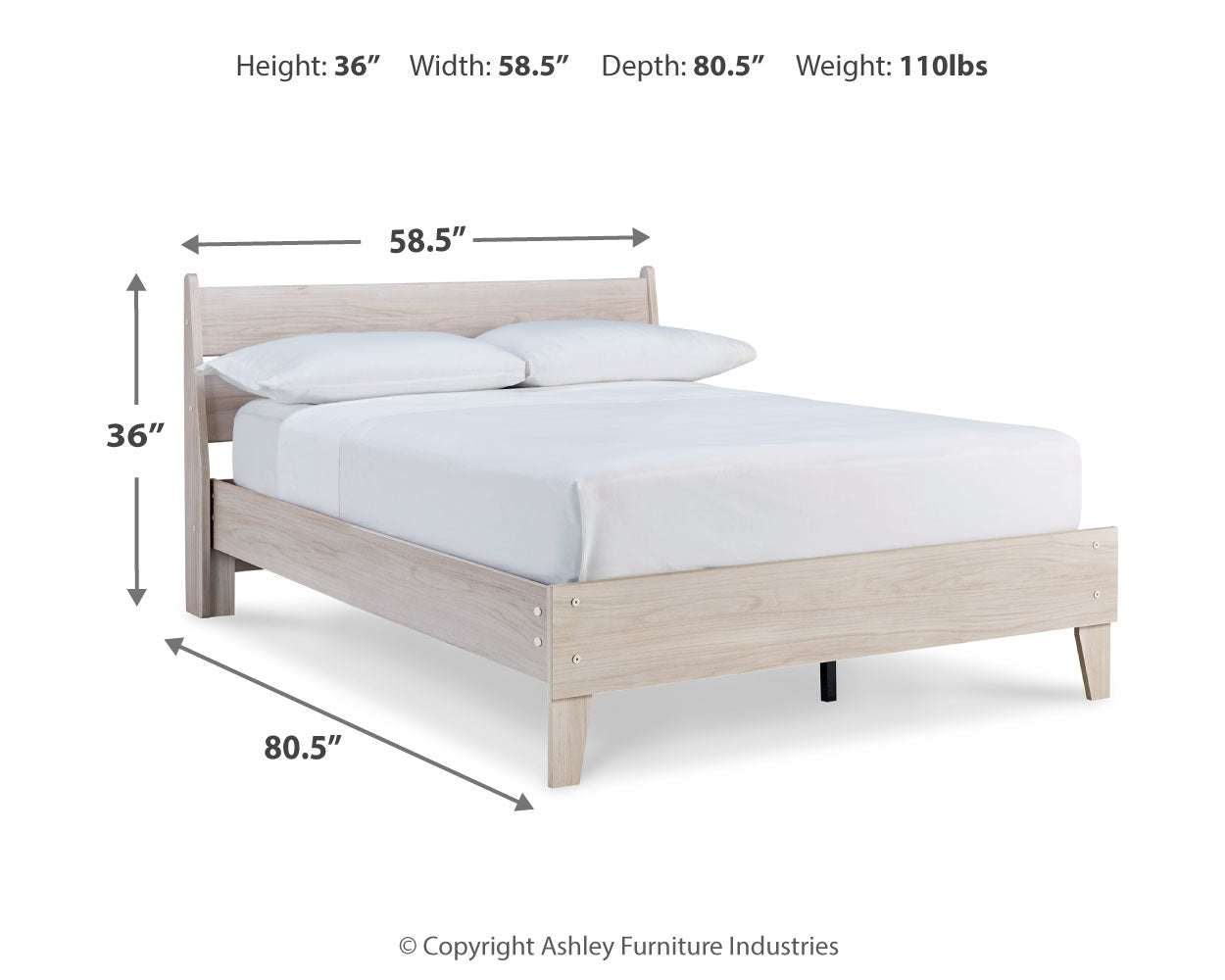 Socalle Light Natural Full Panel Platform Bed