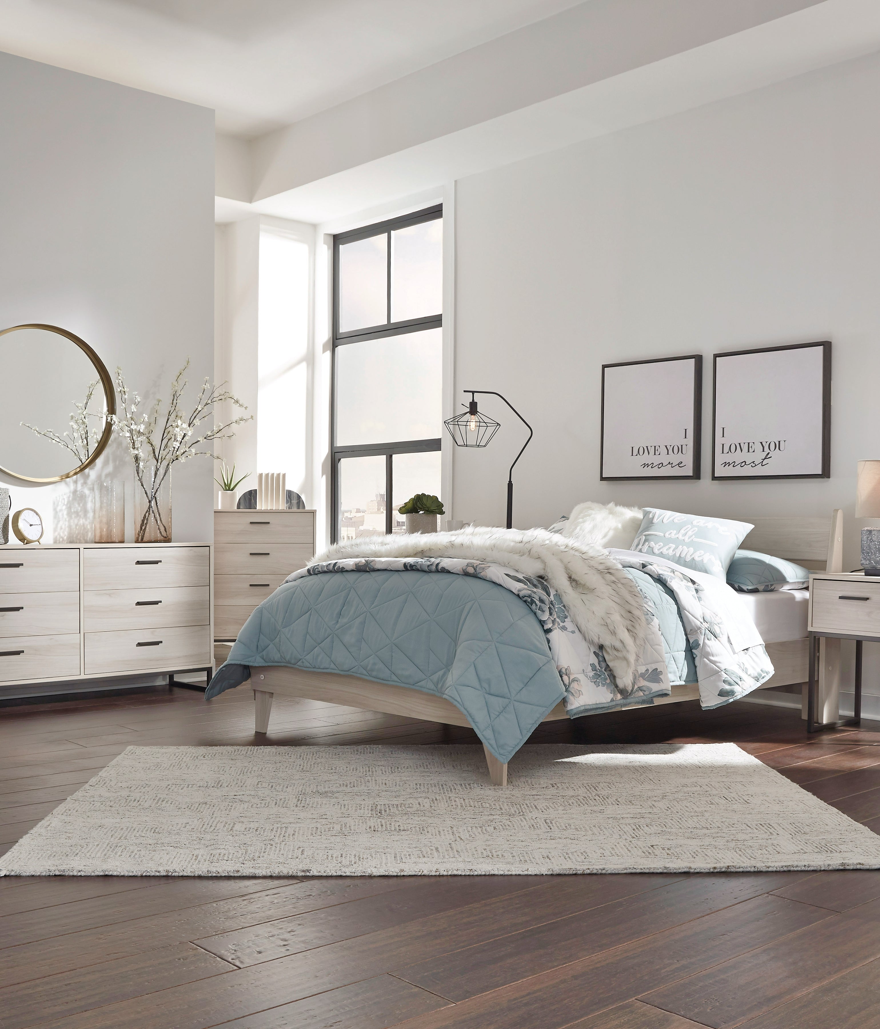 Socalle Light Natural Full Panel Platform Bed