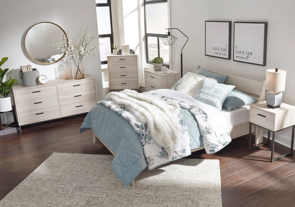 Socalle Light Natural Full Panel Platform Bed