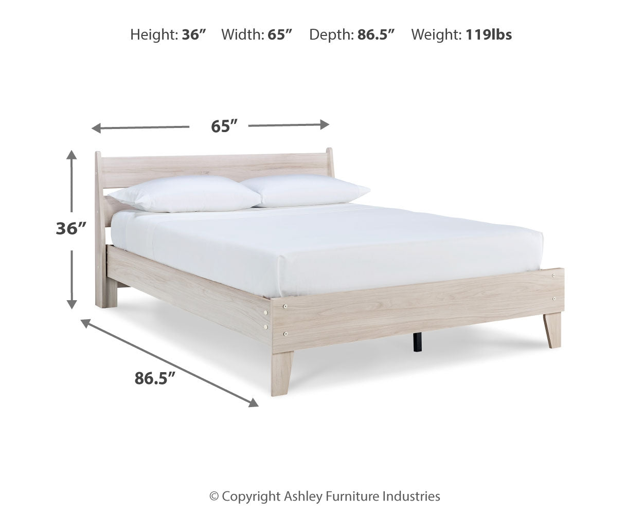 Socalle Light Natural Queen Panel Platform Bed